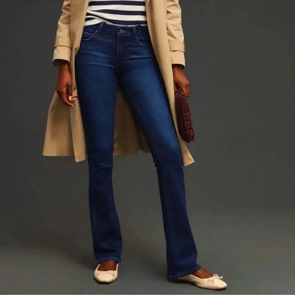 New Paige Manhattan Boot Cut High Rise Flare Jeans Dark Wash Denim Blue Sz 25 - Picture 16 of 16